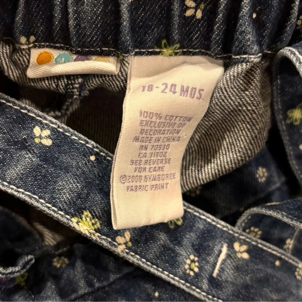 Vintage Gymboree Denim Overalls Floral Embroidered Y2K Baby 18-24M Girls